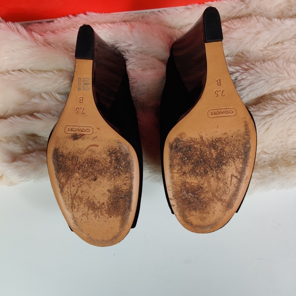 Coach Hollie Suede Slip On Open Toe Wedge Mule - Picture 10 of 12